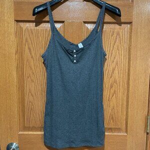 NOBO No Boundaries Junior's L 11-13 Gray Ribbed Button Ruffle Hem Cami Tank Top